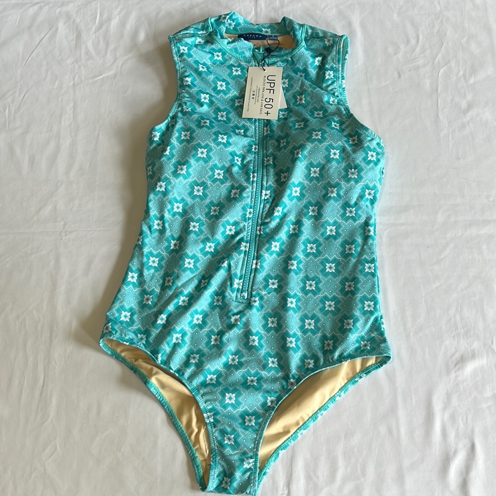 Cabana Life Blue and White One Piece Swimsuit